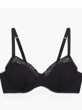 Savage X Fenty Cotton Essentials Lace-Trim Unlined Bra  Size 32DD